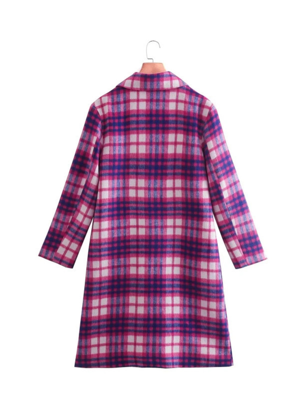 Spring Wool Plaid Mid Length Coat